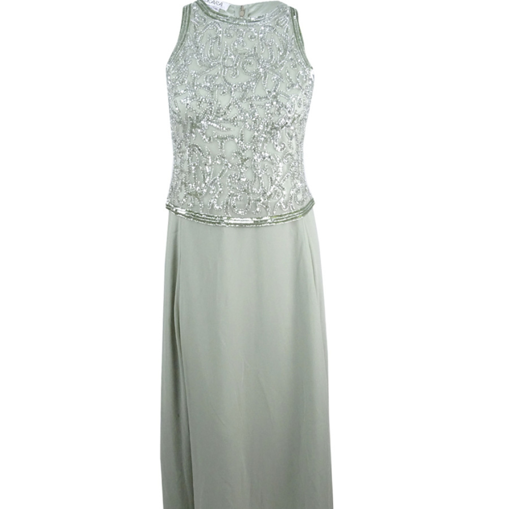 Jkara Women's Sleeveless A-line Beaded gown
